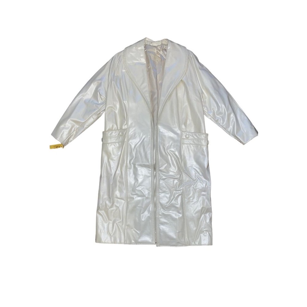 Vintage 1960s Deadstock Jane Lee Union Made White Leather Trench Coat